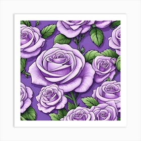 Purple Roses Seamless Pattern 6 Art Print