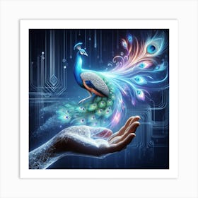 Holographic Peacock spirit Art Print