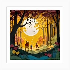 Winnie The Pooh Paper Cut Art Print