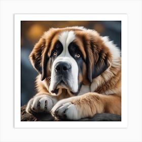 St Bernard Dog 83 Art Print