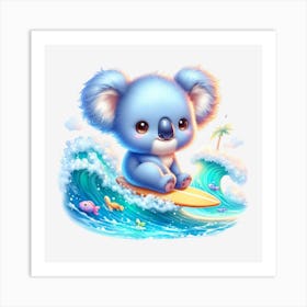 Koala Surfing 2 Art Print