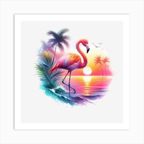 Flamingo At Sunset 5 Art Print