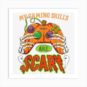 Funny Halloween Gaming Skills Gamer Girls Or Boys Skeleton Art Print