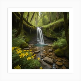 Waterfall In The Forest Art Print