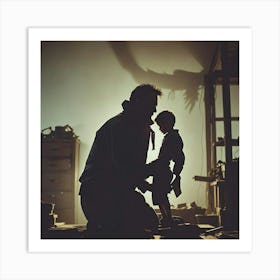 Shadow Of A Father and A Child Art Print