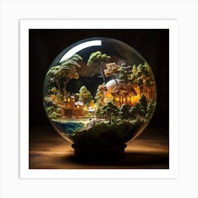 Miniature Village In A Glass Ball Art Print