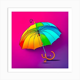 Colorful Umbrella Vector Illustration Art Print