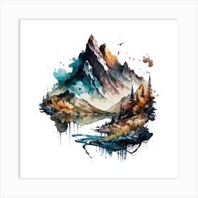 Watercolor Mountain Landscape 2 Art Print