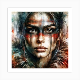 Watercolor Warrior Woman #2 Art Print