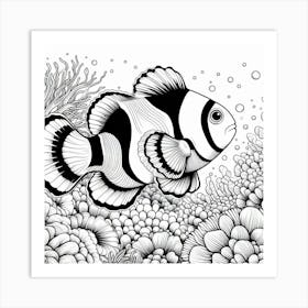 Line Art clownfish 1 Art Print