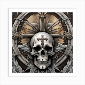 Skull And Cross 3 Art Print