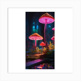 Mushrooms In The Forest 1 Art Print