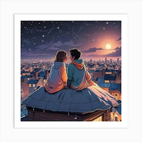 Couple Sitting Together Art Print (3) Art Print