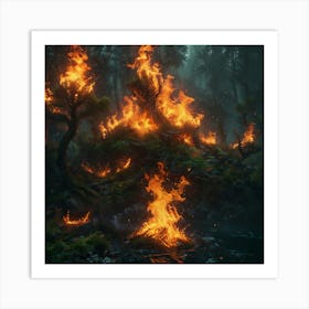 Fire In The Forest 3 Art Print