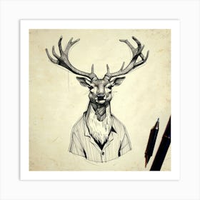 Deer Drawing 7 Art Print