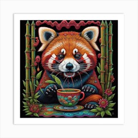 Red Panda Tea Art Print