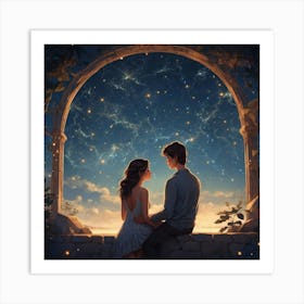 Stargazing Couple Art Print