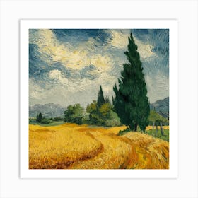 A Wheatfield With Cypresses, Vincent Van Gogh (4) 1 Art Print