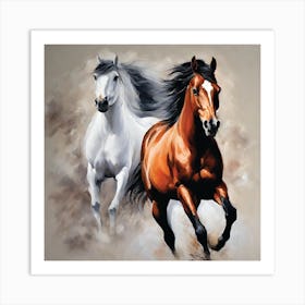 Two Horses Running 1 Art Print