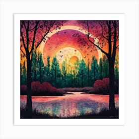 Sunset In The Forest 1 Art Print