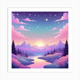 Sky With Twinkling Stars In Pastel Colors Square Composition 276 Art Print