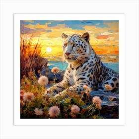 Leopard In The Sunset Art Print