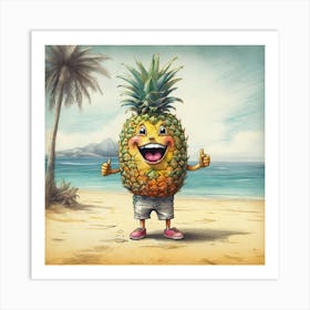 Pineapple On The Beach 2 Art Print