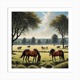 Horses In The Meadow 1 Art Print