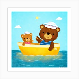 Teddy Bears In A Boat Art Print