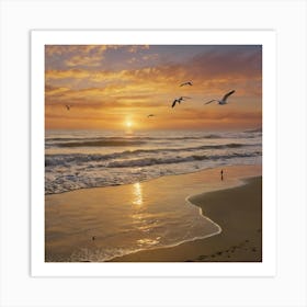 Sunset At The Beach Art Print