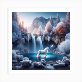 Unicorn In A Waterfall Art Print