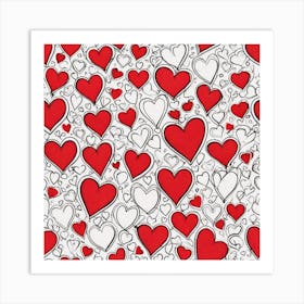 Hearts On A White Background 3 Art Print