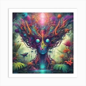 Imagination, Trippy, Synesthesia, Ultraneonenergypunk, Unique Alien Creatures With Faces That Looks (19) Art Print