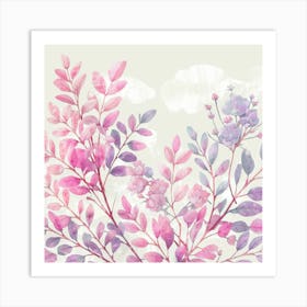 A Delicate Pastel Illustration Of Leaves And Del (2) Art Print