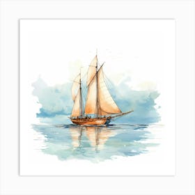 Large Sailing Boat In Tranquil Waters Art Print