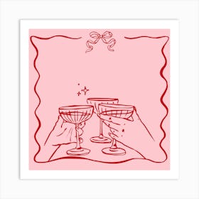 Cheers - Cocktails and Bows Art Print