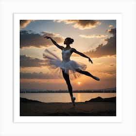 Ballerina At Sunset Art Print