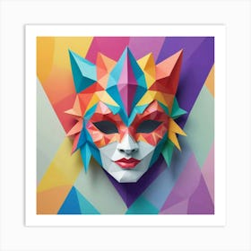 Abstract Cat Mask Art Print