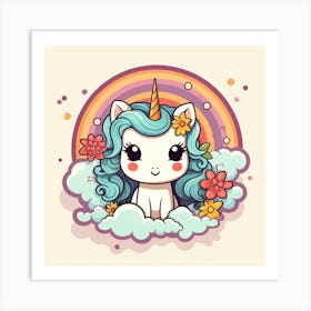 Unicorn With Rainbow Mane 53 Art Print