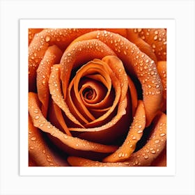 Orange Rose With Water Droplets Art Print