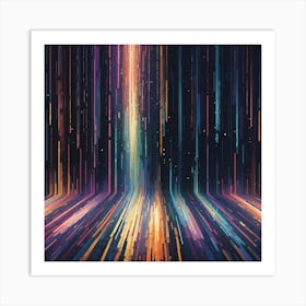 Abstract Background Of Vertical Colorful Lines, Digital Art Art Print