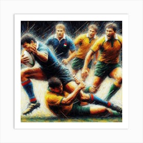 Rugby Players In Action Art Print