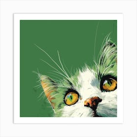 Green Cat Art Print