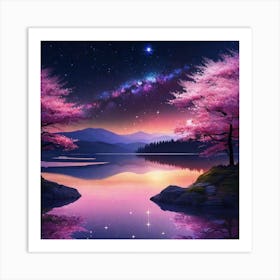 Cherry Blossoms At Night 7 Art Print