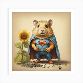 Superman Hamster 2 Art Print