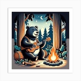 Bear Playing Guitar Art Print