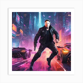 Futuristic Man In Futuristic City 3 Art Print