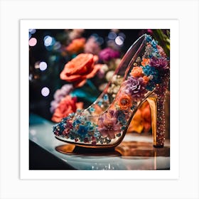 Cinematic Still A Close Up Of A Glass Shoe On A Display 3 Art Print