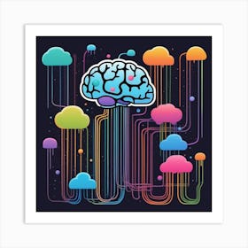 Brain With Clouds Art Print