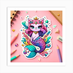 Mermaid Sticker Art Print